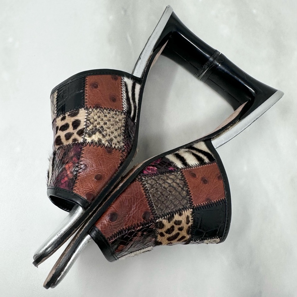 Brighton Busywork Patchwork Animal Print Mule Slide Heel Sandal Womens Size 8 - Picture 5 of 10